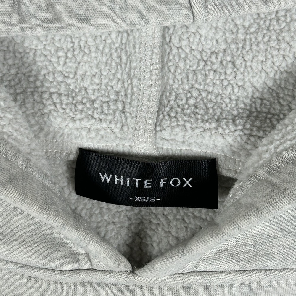 White Fox Boutique Comfort Club Hoodie Grey Pink Puff Print Oversized XS/S #2496 - Picture 2 of 12